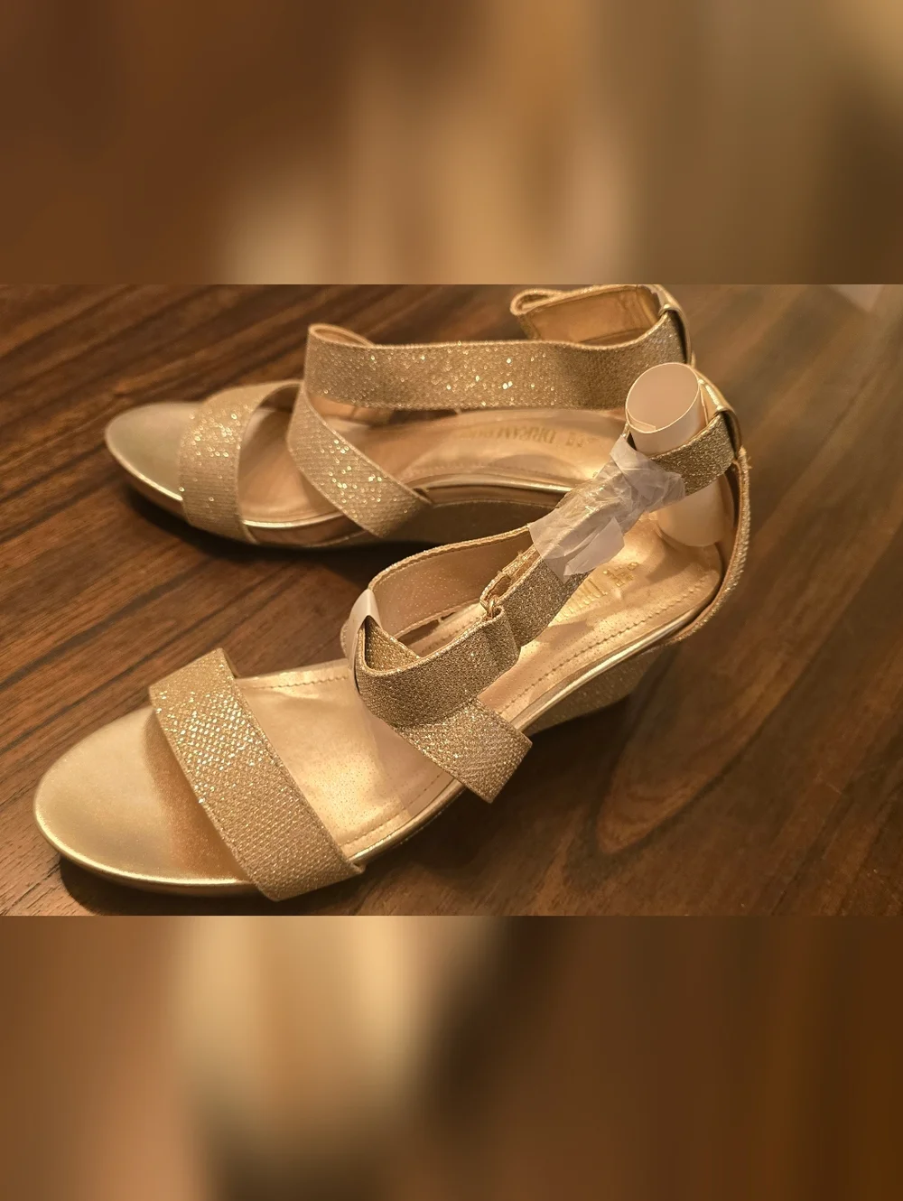 Dream Pairs Gold Glitter Strappy Sandals